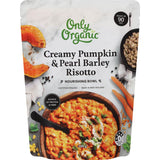 Creamy pumpkin and pearl barley risotto bowl, packed with fiber, veggies, coconut milk, and spices for a nourishing meal.