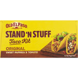 Old El Paso Mexican Stand & Stuff Kit with taco shells, spice mix, and sauce for easy, customizable taco meals.