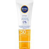 Nivea Sun Sunscreen UV Face Sensitive SPF 50 with Vitamin E, lightweight, non-greasy, for sensitive skin protection.