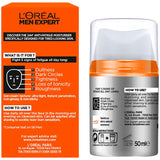 L'Oreal Paris Men Expert Hydra Energetic Moisturiser for revitalizing and energizing men's skin, reducing fatigue signs.