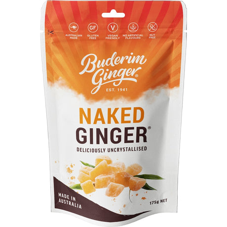 Buderim Ginger Naked: premium quality, all-natural ginger snack with zesty flavor, perfect for health-conscious indulgence.