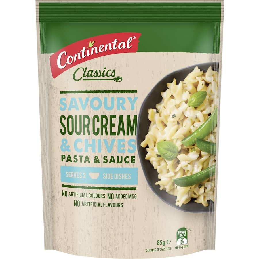 Delicious Continental Classics Sour Cream & Chives pasta, quick to prepare, with no artificial flavors or MSG.