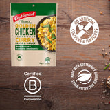 Continental Classics Chicken Curry Pasta, creamy sauce enveloping pasta, convenient meal solution for flavorful family dinners.