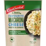 Creamy Macaroni Cheese from Continental Classics, featuring rich cheese and pasta, perfect for quick meals or gatherings.