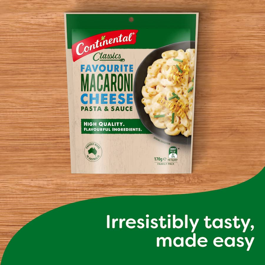 Creamy macaroni cheese dish featuring high-quality ingredients, perfect for easy meals and family gatherings.