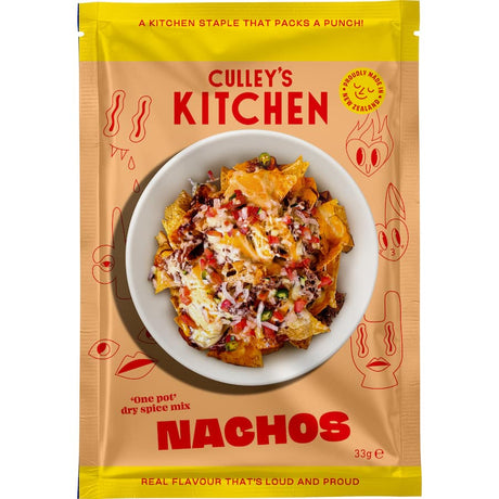 Gourmet nacho base from Culley's Kitchen, perfect for creating delicious, customizable nachos with various toppings.