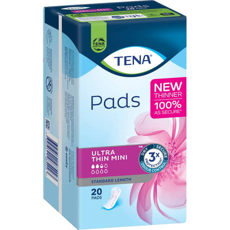 TENA Ultra Thin Mini Pads, 20-pack for discreet, reliable protection against light incontinence with odour control and a comfortable fit.