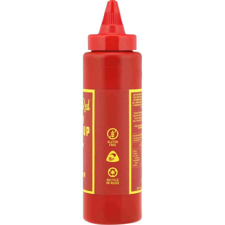 A bottle of Al Brown Simply Red Ketchup, highlighting its rich flavor and natural ingredients, ideal for enhancing meals.