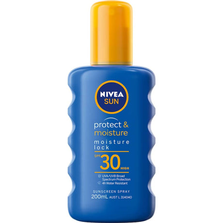 Nivea Sun Sunscreen Spray SPF 30+ offers lightweight, broad-spectrum protection while moisturizing skin and caring for the ocean.