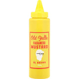 Zesty Al Brown Old Yella Habanero Mustard, perfect for grilling meats and enhancing sandwiches with a bold spicy flavor.