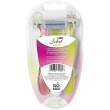 BIC Soleil Comfort Scented razor: four moveable blades, pivoting head, Shea Butter strip, and citrus-scented handle for smooth shaving.