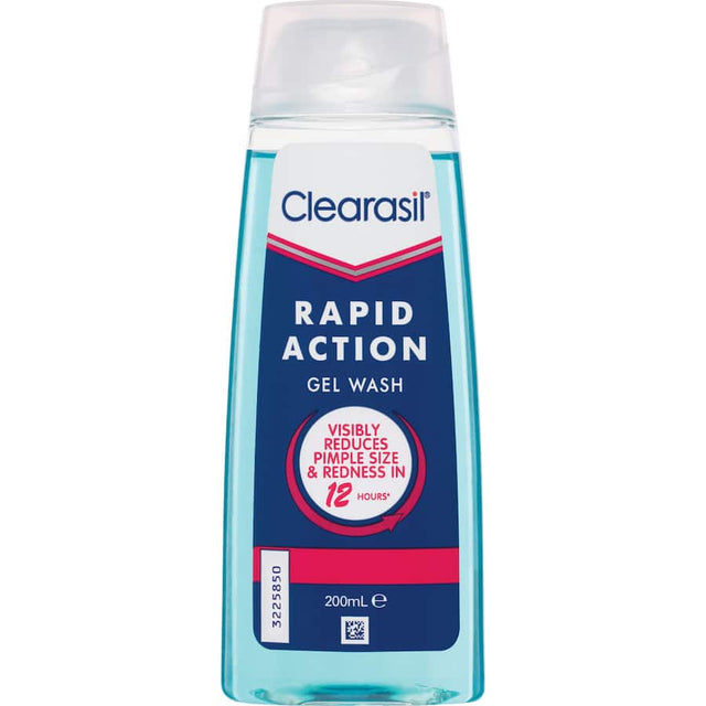 Clearasil Ultra Rapid Action Facial Wash Gel for clear skin, fights acne fast with 12-hour results, dermatologist tested.