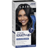 Clairol Nice N Easy Root Touch-Up Black 2 for quick root coverage, blending with existing color in just 10 minutes.