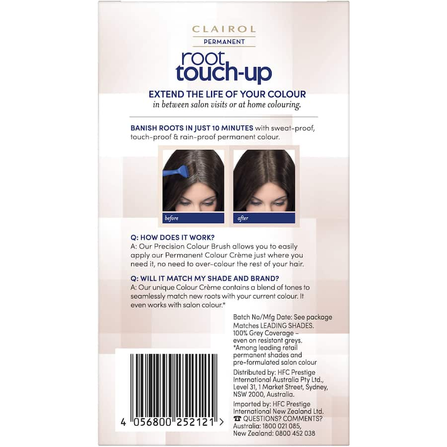 Clairol Nice N Easy Root Touch-Up in Black 2 covers roots and greys in 10 minutes, blending seamlessly with salon shades.