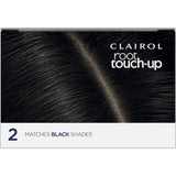 Clairol Nice N Easy Root Touch-Up Black 2 offering 100% gray coverage and seamless blending in just 10 minutes.