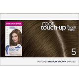 Clairol Nice N Easy Root Touch-Up in Medium Brown 5 for seamless gray and root coverage in just 10 minutes.