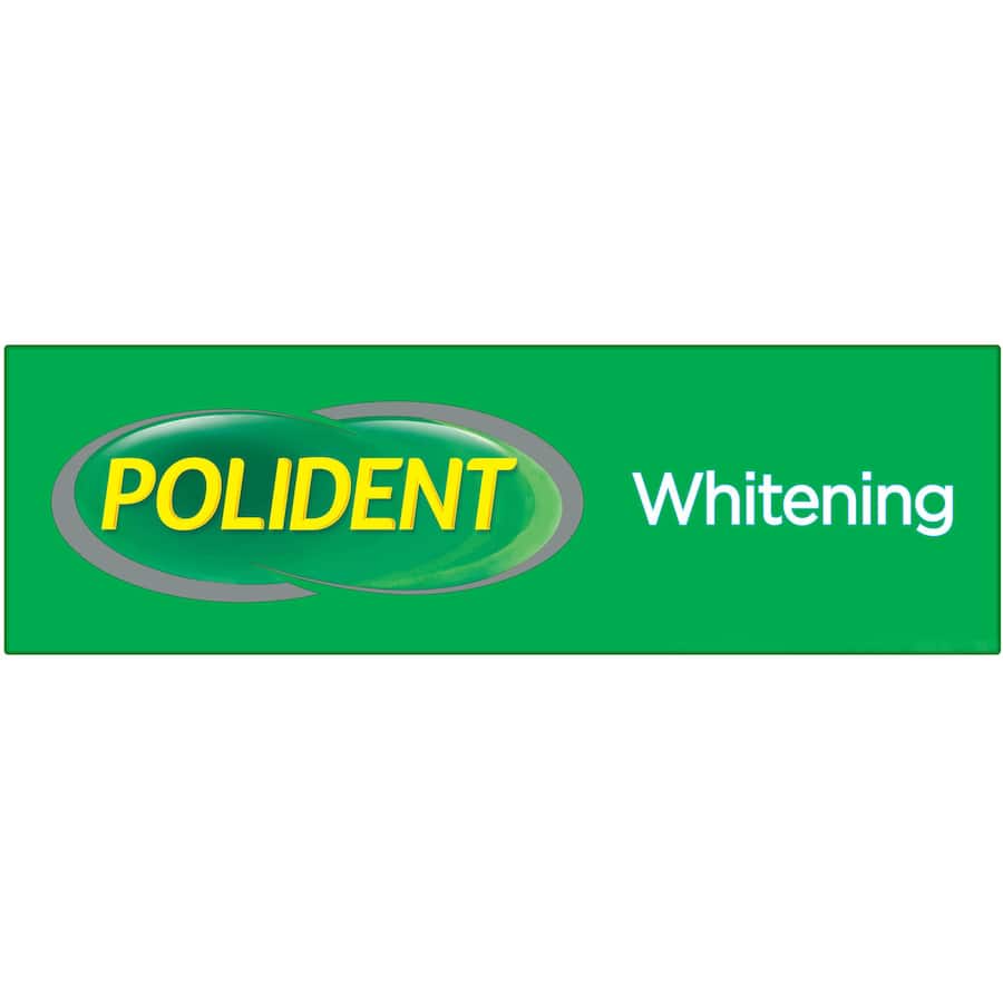 Polident Whitening Daily Cleaner tablets provide deep cleaning for dentures in 15 minutes, removing 99.9% of odor-causing bacteria.