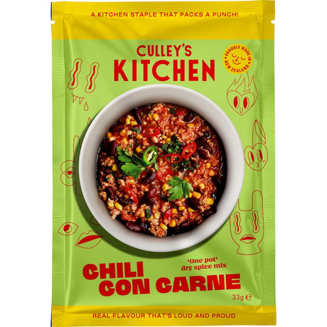 Culley's Recipe Base Chili Con Carne, a gluten-free chili mix for easy, flavorful family meals or gatherings.