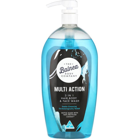Balnea Men's Body Wash Multi Action offers a refreshing cleanse, hydrates skin, and revitalizes senses for all skin types.