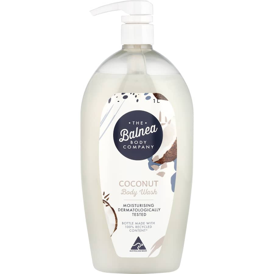 Luxurious Balnea Body Wash with coconut extracts, hydrates and cleanses, leaving skin soft, refreshed, and fragrant.