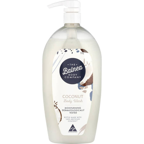 Luxurious Balnea Body Wash with coconut extracts, hydrates and cleanses, leaving skin soft, refreshed, and fragrant.