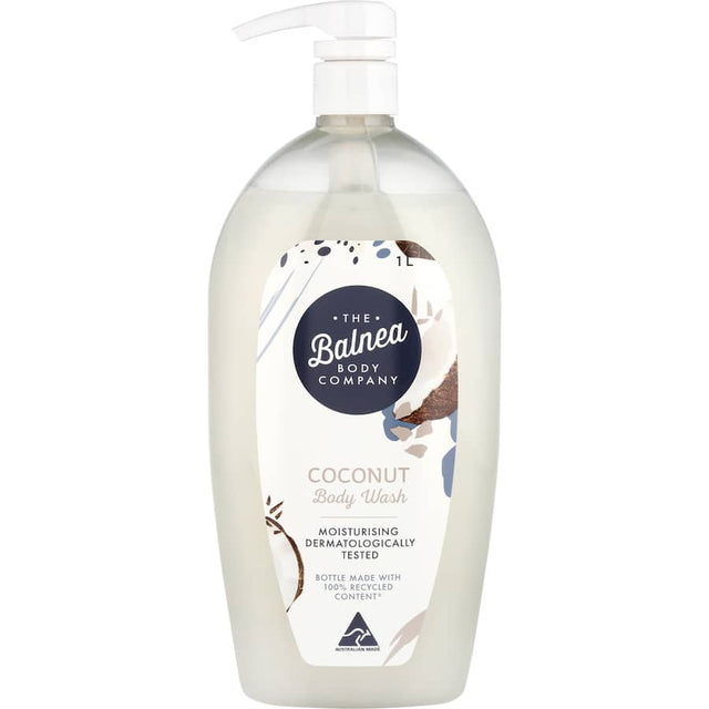 Luxurious Balnea Body Wash with coconut extracts, hydrates and cleanses, leaving skin soft, refreshed, and fragrant.