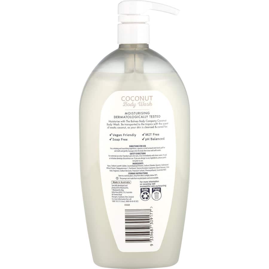 Luxurious Balnea Body Wash Coconut with natural extracts for a hydrating, spa-like cleansing experience.