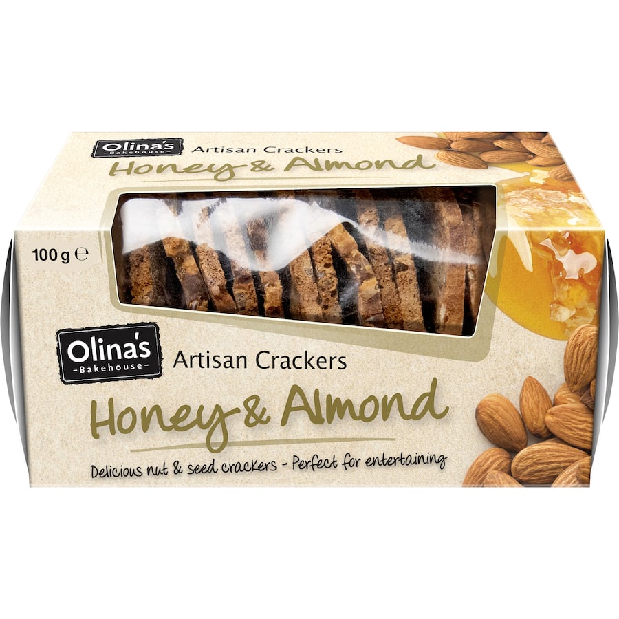 Artisan crackers with honey and almond, perfect for gourmet snacking or entertaining guests.