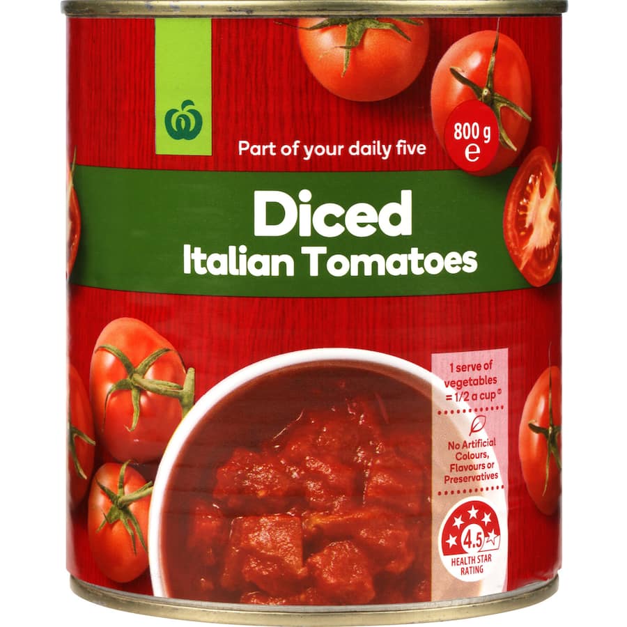 Woolworths Diced Tomatoes Italian Can 800g