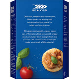 Sealord Tuna & Crackers Tomato & Basil: A tasty on-the-go snack with flaky tuna, crunchy crackers, and rich tomato-basil flavor.