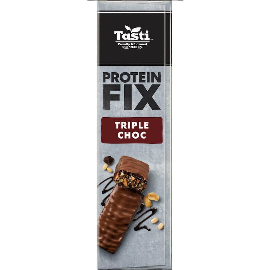 Tasti Protein Bars Triple Choc: delicious, high-protein snack with 3 layers of chocolate, perfect for post-workout or on-the-go.