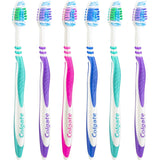 Colgate Zig Zag Toothbrush Value Pack with antibacterial angled bristles for effective interdental cleaning, 6 medium toothbrushes included.