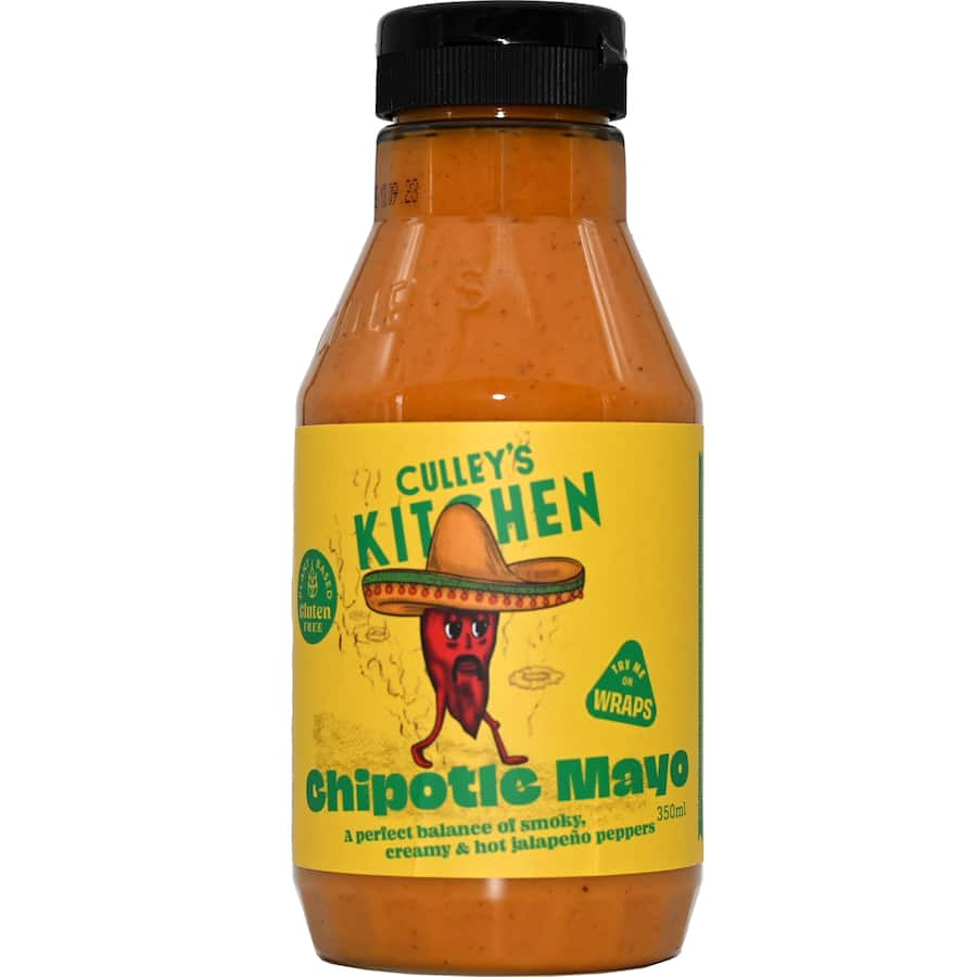 Culley's Kitchen Chipotle Mayonnaise jar, showcasing its creamy texture and smoky flavor, perfect for enhancing meals.