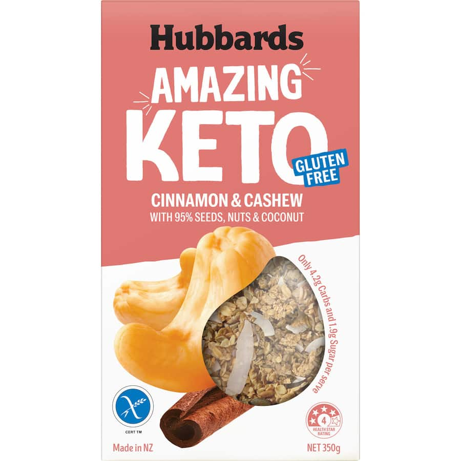 Hubbards Amazing Keto Muesli with cinnamon and cashews offers a delicious, low-carb breakfast alternative.