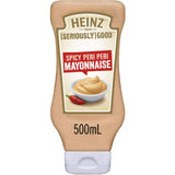 Heinz [Seriously] Good Spicy Peri Peri Mayo, creamy condiment adding fiery flavor to sandwiches and salads.