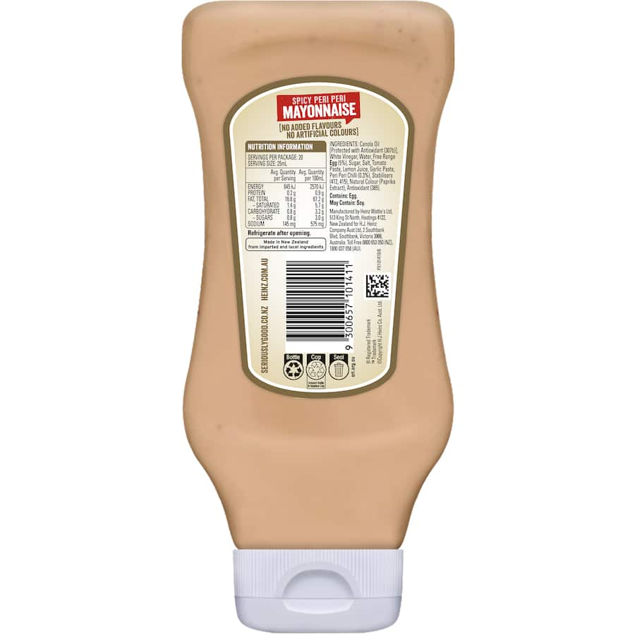 Heinz [Seriously] Good Mayonnaise Spicy Peri Peri adds fiery flavor to sandwiches, salads, and wraps.