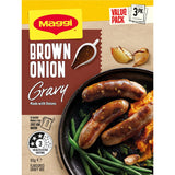 Maggi Instant Gravy Mix Brown Onion: Quick and flavorful mix for rich brown onion gravy, perfect for various dishes.