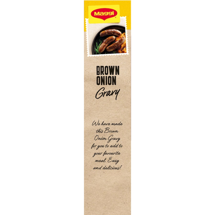 Maggi Instant Gravy Mix Brown Onion, a quick blend for rich, savory gravy perfect for roasts and side dishes.