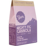 Yum Granola Mighty Fig features crunchy oats and figs, perfect for a nutritious, gluten-free snack or breakfast option.