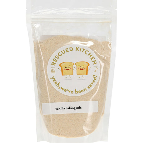 Rescued Kitchen Baking Mix Vanilla: Eco-friendly baking mix for guilt-free, delicious vanilla treats using upcycled ingredients.