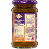 Patak's Tikka Masala Paste, a blend of 12 spices for medium heat curries, perfect for enhancing meals with authentic Indian flavor.