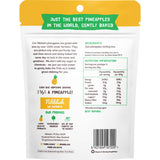 Dried Nibblish Pineapple snacks in a resealable pouch, offering a healthy, gluten-free, vegan treat with no added sugars.