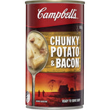 Hearty Campbell's Chunky Potato & Bacon soup with tender potatoes, smoky bacon, and savory broth for ultimate comfort.