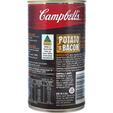 Hearty Campbell's Soup Chunky Potato & Bacon, packed with tender potatoes and smoky bacon in savory broth.