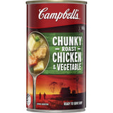 Hearty Campbell's Chunky Soup with chicken, vegetables, and creamy broth, a comforting meal option, ready in minutes.