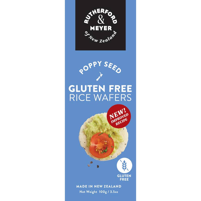 Crispy gluten-free rice wafers with poppy seed, perfect for pairing with cheeses and dips.