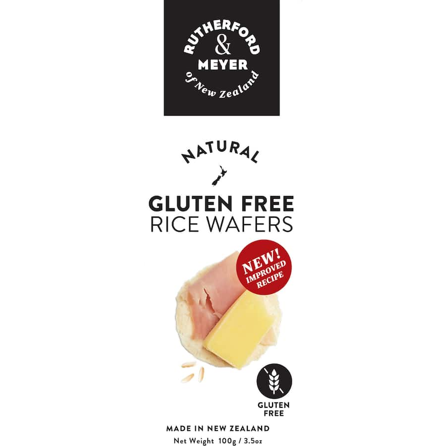 Light and crispy gluten-free rice wafers, perfect for dipping or topping, crafted with quality ingredients in New Zealand.