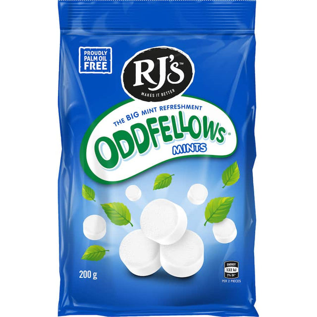 Rj's Oddfellows Mints offer a refreshing burst of flavor and lasting coolness in a gourmet, portable treat.