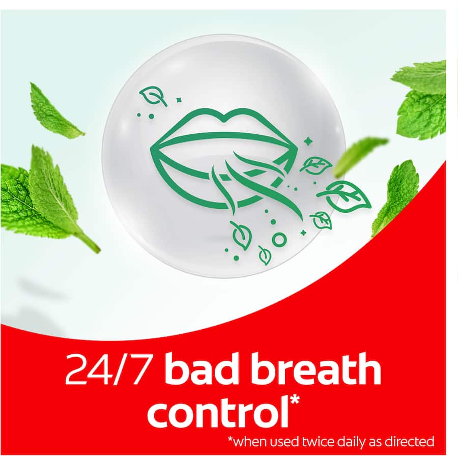 Colgate Plax Antibacterial Mouthwash in Fresh Mint, kills 99.9% of germs for 24/7 breath freshness, alcohol-free formula.