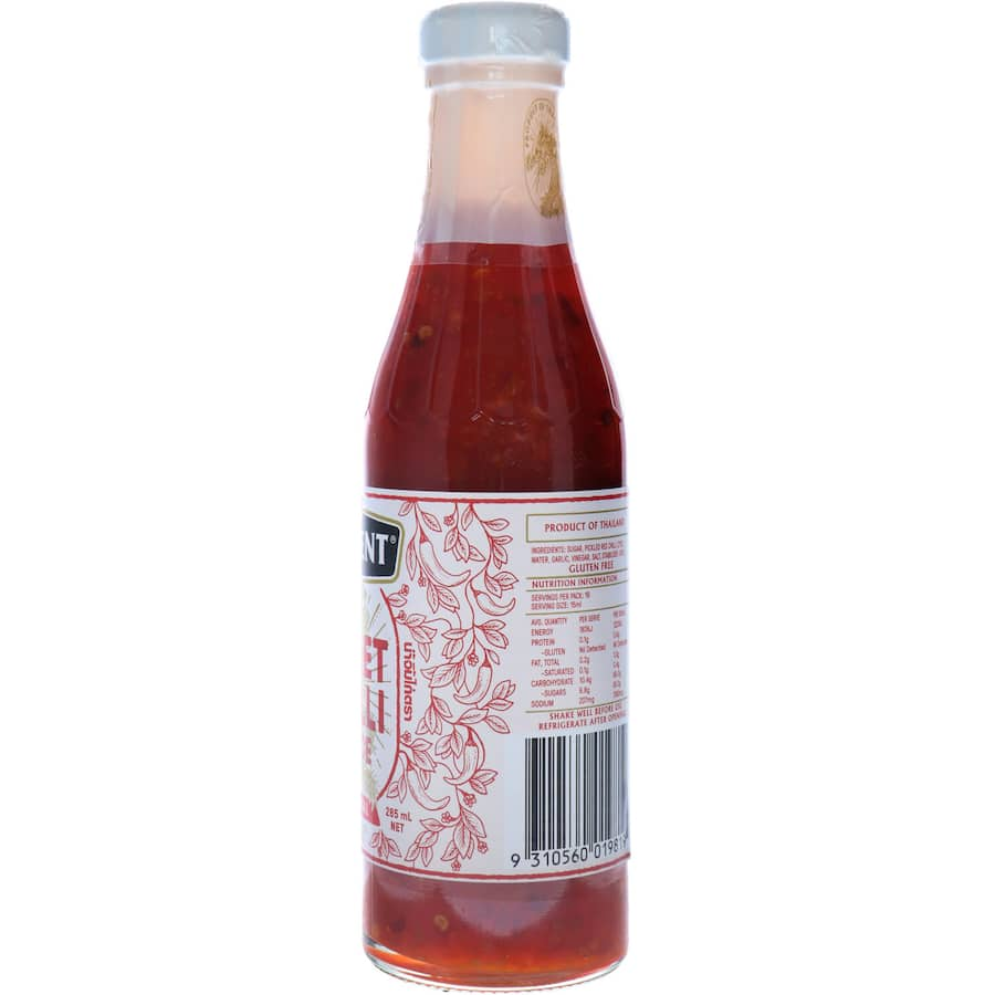 Trident Sweet Chilli Sauce bottle showcasing its authentic Thai recipe, perfect for grilling, dipping, and elevating meals.